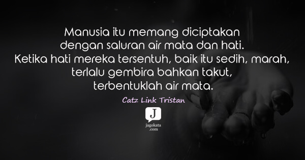 Manusia itu memang diciptakan dengan saluran air mata dan hati. Ketika hati mereka tersentuh, baik itu sedih, marah, terlalu gembira bahkan takut, terbentuklah air mata.
