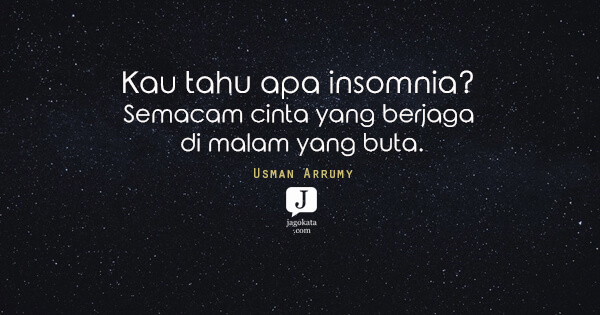 Kau tahu apa insomnia? Semacam cinta yang berjaga di malam yang buta.