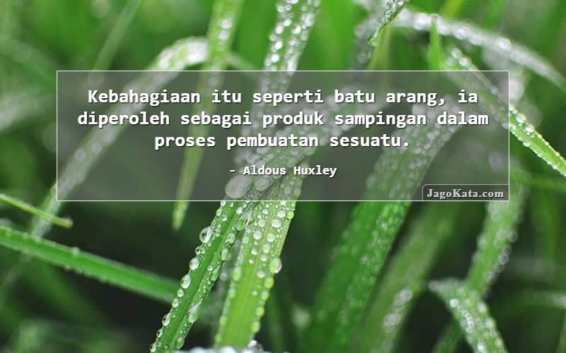 Kebahagiaan itu seperti batu arang, ia diperoleh sebagai produk sampingan dalam proses pembuatan sesuatu.