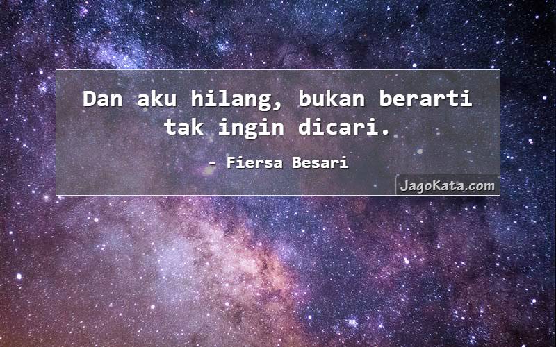 Dan aku hilang, bukan berarti tak ingin dicari.