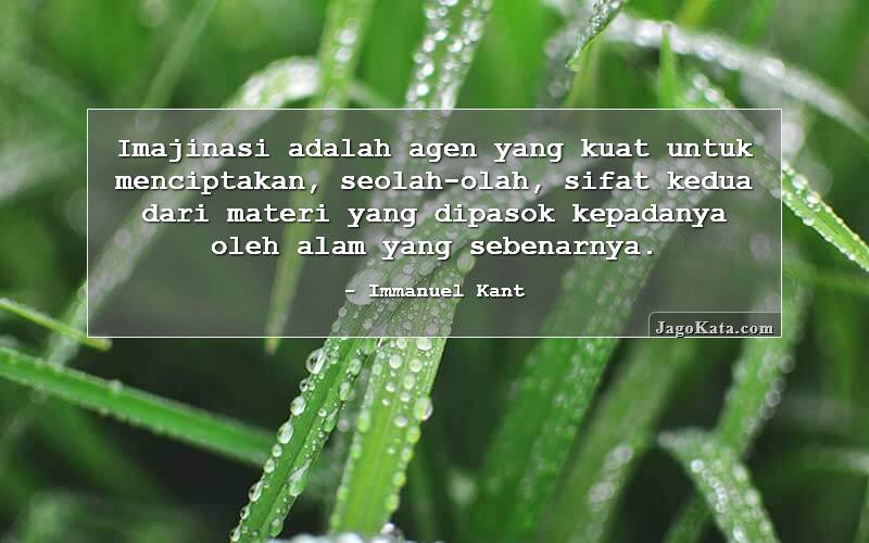 Imajinasi adalah agen yang kuat untuk menciptakan, seolah-olah, sifat kedua dari materi yang dipasok kepadanya oleh alam yang sebenarnya.