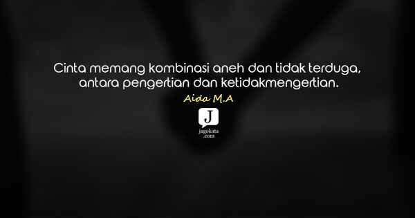 Aida M.A - Cinta memang kombinasi aneh dan tidak terduga, antara pengertian dan ketidakmengertian.