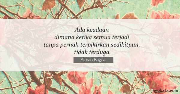 Aiman Bagea - Ada keadaan dimana ketika semua terjadi tanpa pernah terpikirkan sedikitpun, tidak terduga.