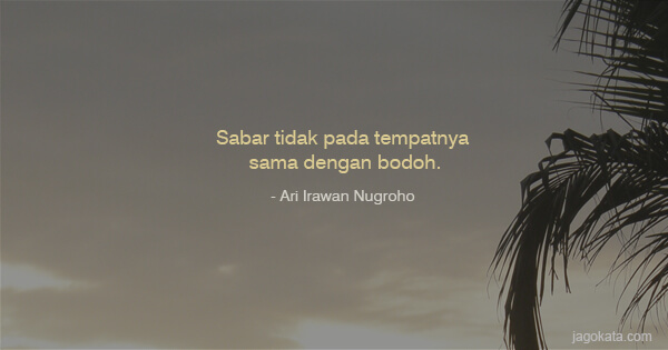 Ari Irawan Nugroho - Sabar tidak pada tempatnya samadengan bodoh.