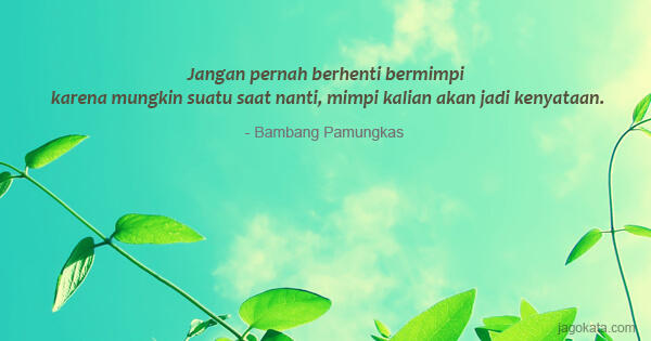 Bambang Pamungkas - Jangan pernah berhenti bermimpi karena mungkin suatu saat nanti, mimpi kalian akan jadi kenyataan.
