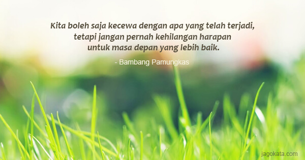 Bambang Pamungkas - Kita boleh saja kecewa dengan apa yang telah terjadi, tetapi jangan pernah kehilangan harapan untuk masa depan yang lebih baik.