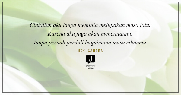 Boy Candra - Cintailah aku tanpa meminta melupakan masa lalu. Karena aku juga akan mencintaimu, tanpa pernah perduli bagaimana masa silammu.