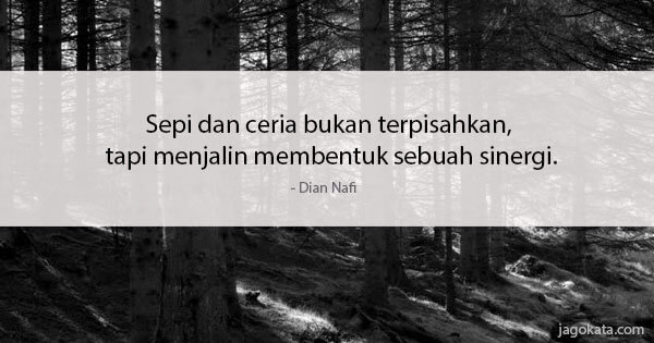 Dian Nafi - Sepi dan ceria bukan terpisahkan, tapi menjalin membentuk sebuah sinergi.