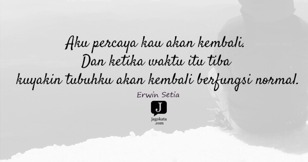 Erwin Setia - Aku percaya kau akan kembali. Dan ketika waktu itu tiba kuyakin tubuhku akan kembali berfungsi normal.