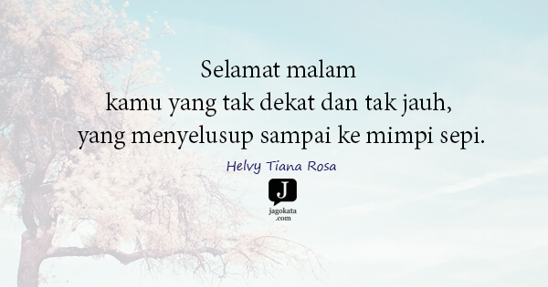 Helvy Tiana Rosa - Selamat malam kamu yang tak dekat dan tak jauh, yang menyelusup sampai ke mimpi sepi.