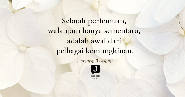 Herjuno Tisnoaji - Sebuah pertemuan, walaupun hanya sementara, adalah awal dari pelbagai kemungkinan.