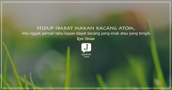 Ken Terate - Hidup ibarat makan kacang atom, kita nggak pernah tahu kapan dapat kacang yang enak atau yang tengik.