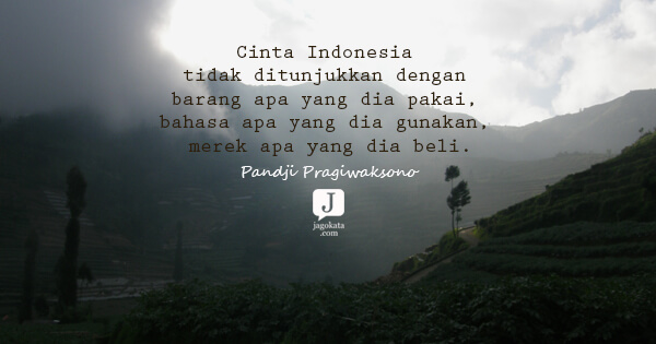 Pandji Pragiwaksono - Cinta Indonesia tidak ditunjukkan dengan barang apa yang dia pakai, bahasa apa yang dia gunakan, merek apa yang dia beli.