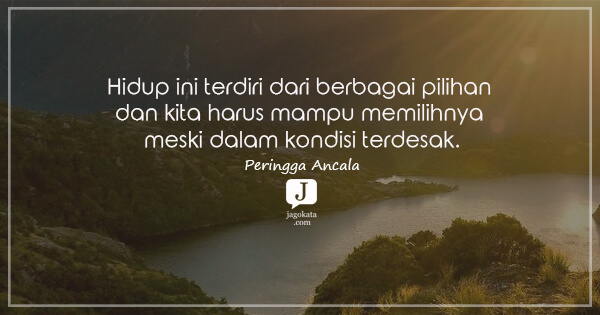 Peringga Ancala - Hidup ini terdiri dari berbagai pilihan dan kita harus mampu memilihnya meski dalam kondisi terdesak.