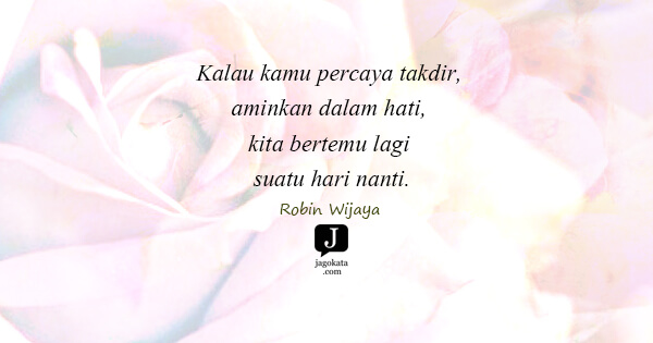 Robin Wijaya - Kalau kamu percaya takdir, aminkan dalam hati, kita bertemu lagi suatu hari nanti.