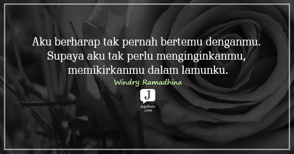 Windry Ramadhina - Aku berharap tak pernah bertemu denganmu. Supaya aku tak perlu menginginkanmu, memikirkanmu dalam lamunku.