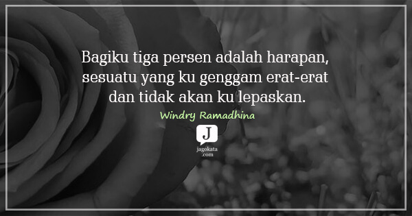 Windry Ramadhina - Bagiku tiga persen adalah harapan, sesuatu yang ku genggam erat-erat dan tidak akan ku lepaskan.