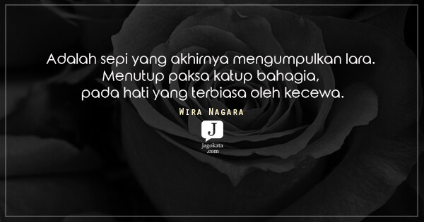 Wira Nagara - Adalah sepi yang akhirnya mengumpulkan lara. Menutup paksa katup bahagia, pada hati yang terbiasa oleh kecewa.